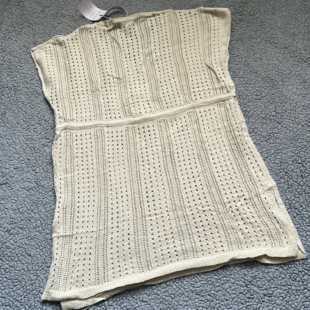 NWT MEROKEETY SHORT SLEEVE TIE WAIST CROCHET COVERUP